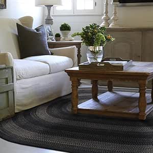 Amazon.com: Homespice Jet Black Oval Rugs 8x10' - Premium Large Black ...