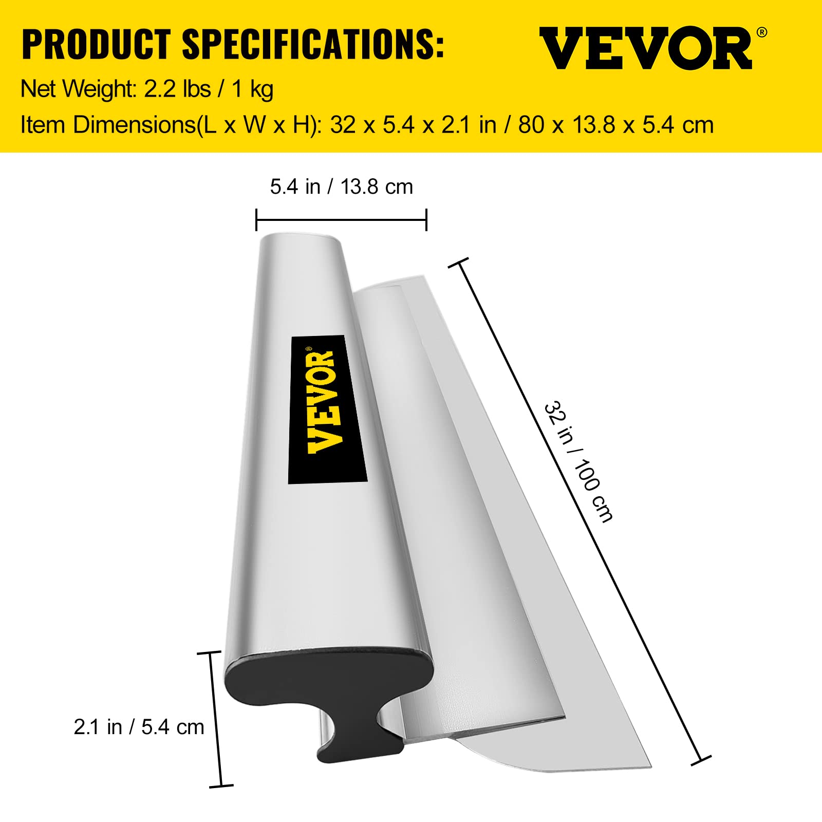 Vevor Cuchillas de Encintar 80x 13,8 x 5,4 cm Acero Inoxidable Hoja de Skimmimg de Panel de Yeso con Grosor de la Hoja de 0,5 mm Espátula de Encintar Masilla para Entrar en Junta y Costura Estrecha