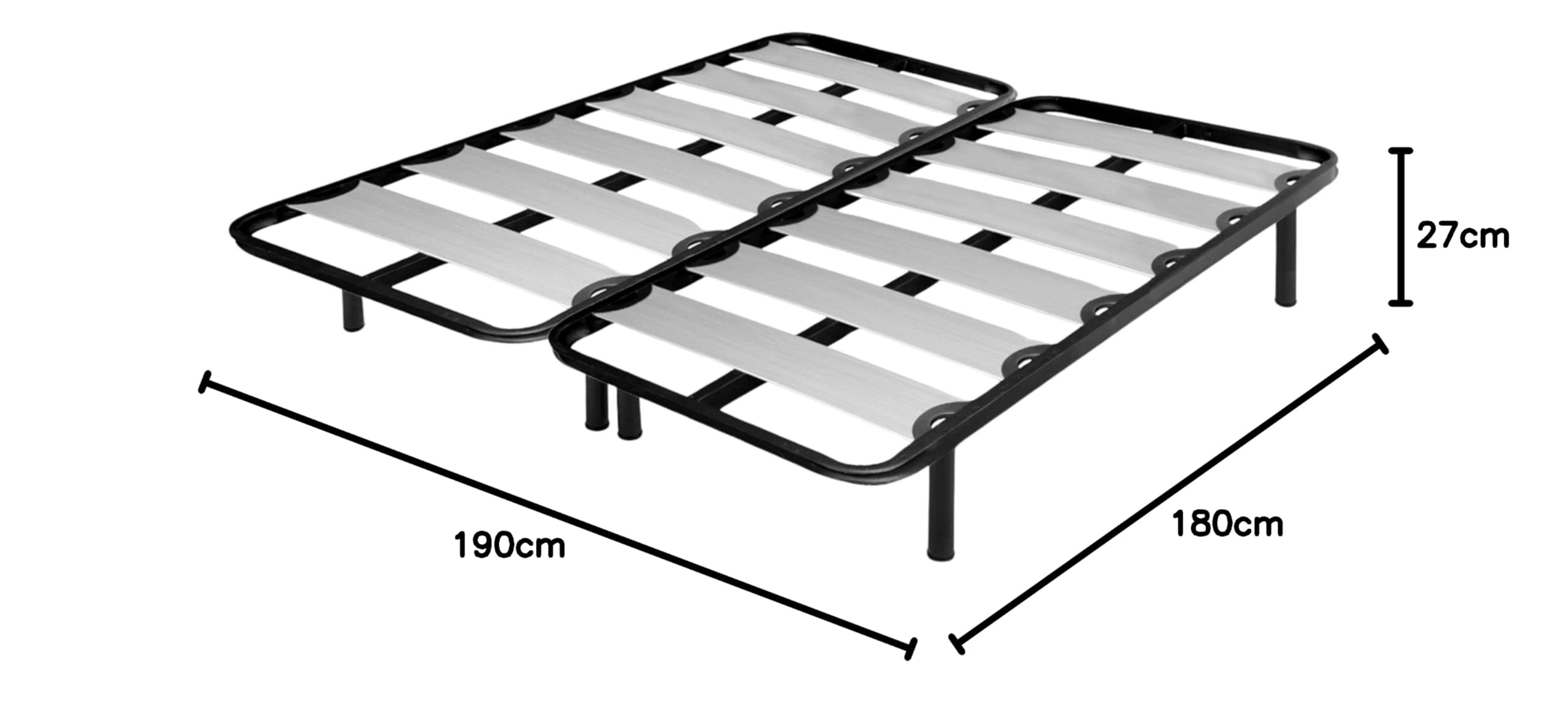 Miroytengo Somier XL balda Ancha 180x190 cm Tubo 40x30 mm con Refuerzo Central Cama Matrimonio Descanso (Patas Incluidas)
