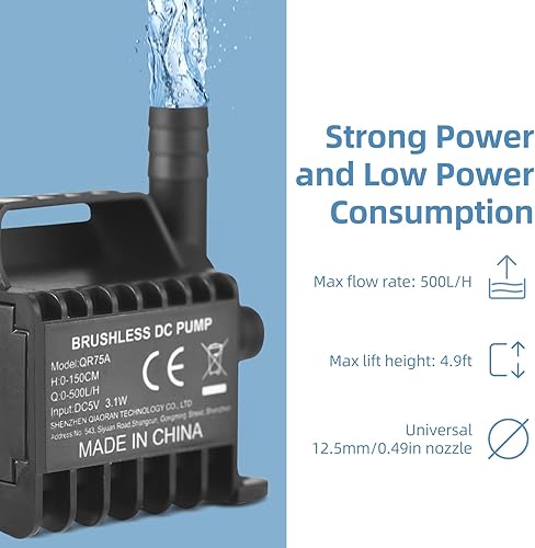 Miniatura 7 de Bomba de agua eléctrica pequeña, bomba sumergible de potencia silenciosa y fuerte con USB para acuario, peces, fuente de estanque de jardín,