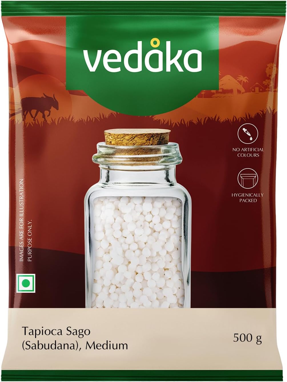 Amazon Brand - Vedaka Tapioca Sago (Sabudana), Medium 500 g