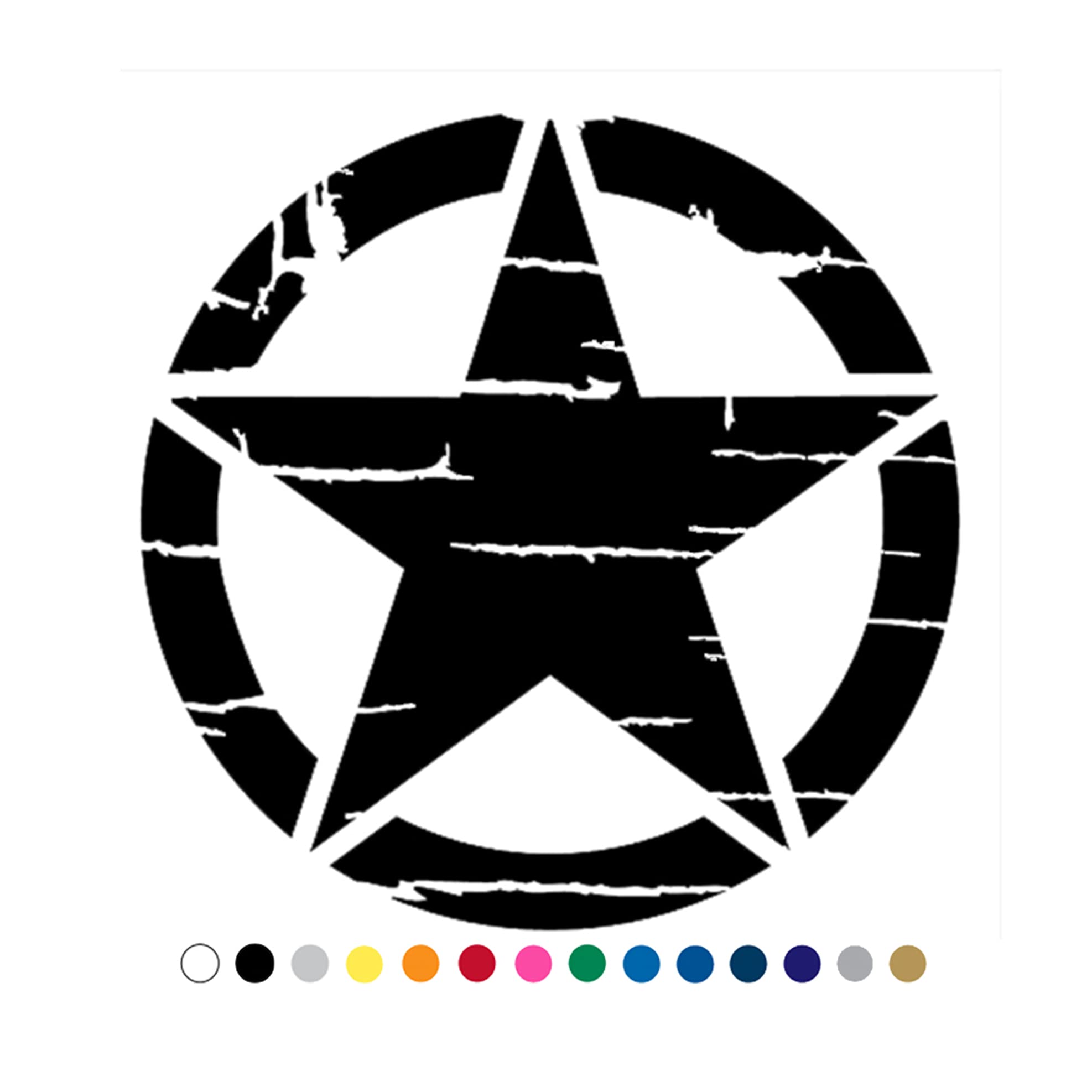 MANY SIZES and COLORS - Distressed US American Army Force Military 5 Point Star Car Truck Suv Hood Graphic Decal Sticker tattered ripped torn war armed usa spare tire cover oscar mike rear window v16