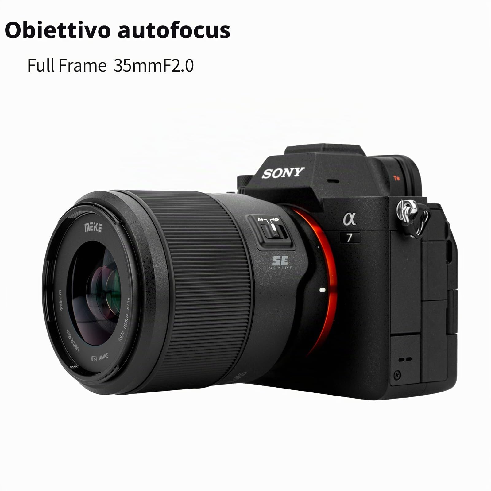 Meike Obiettivo 35 mm F2.0 Full Frame AF STM (motore passo-passo) con ampia apertura di messa a fuoco automatica e obiettivo fisso per fotocamere mirrorless Sony E-Mount A9 A7III A7II A7 A7R3 A7R4