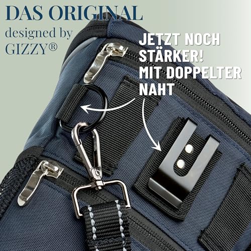 GIZZY® DAS ORIGINAL | Leckerlitasche für Hunde + REGENHAUBE | Leckerlibeutel für Hunde mit praktischer Einhand-Öffnung | Hunde Leckerlitasche für Training & Welpenerziehung | Gassi Tasche Hund [Blau]
