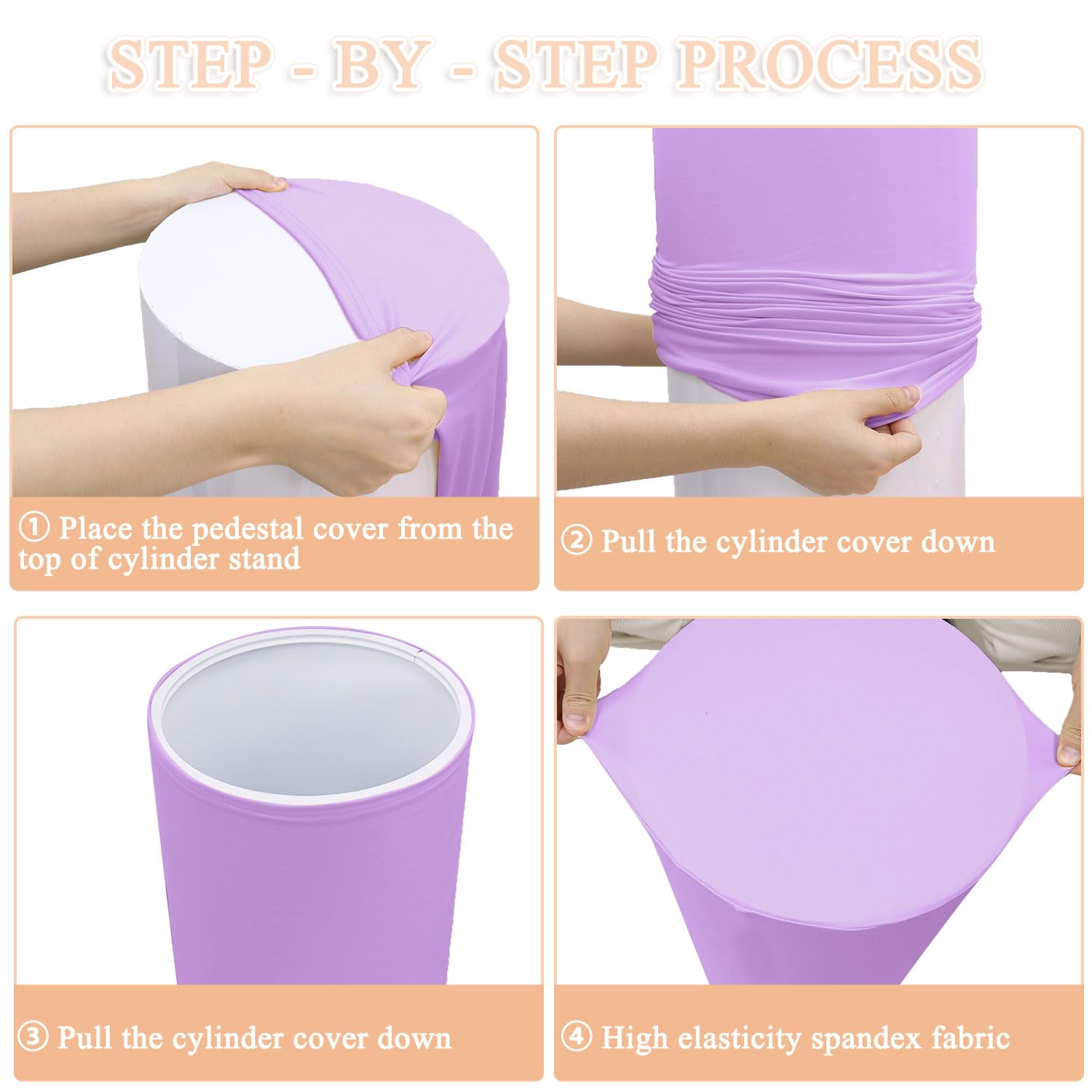 Spandex Pedestal Covers Set Of 3 Lavender Spandex Cylinder Stand Covers ...