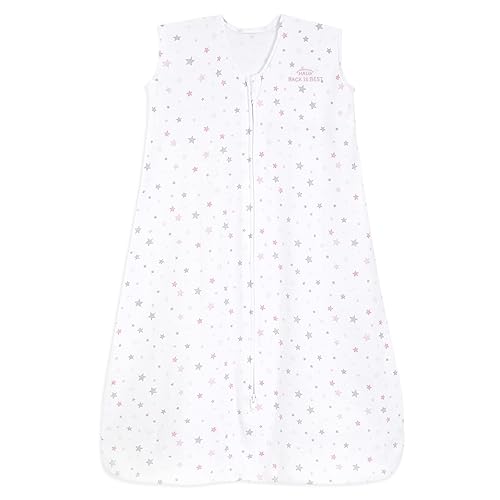 HALO SleepSack, manta vestible 100% algodón, saco de dormir de transición del arrullo, TOG 0.5, rosa centelleante, grande, 12-18 meses