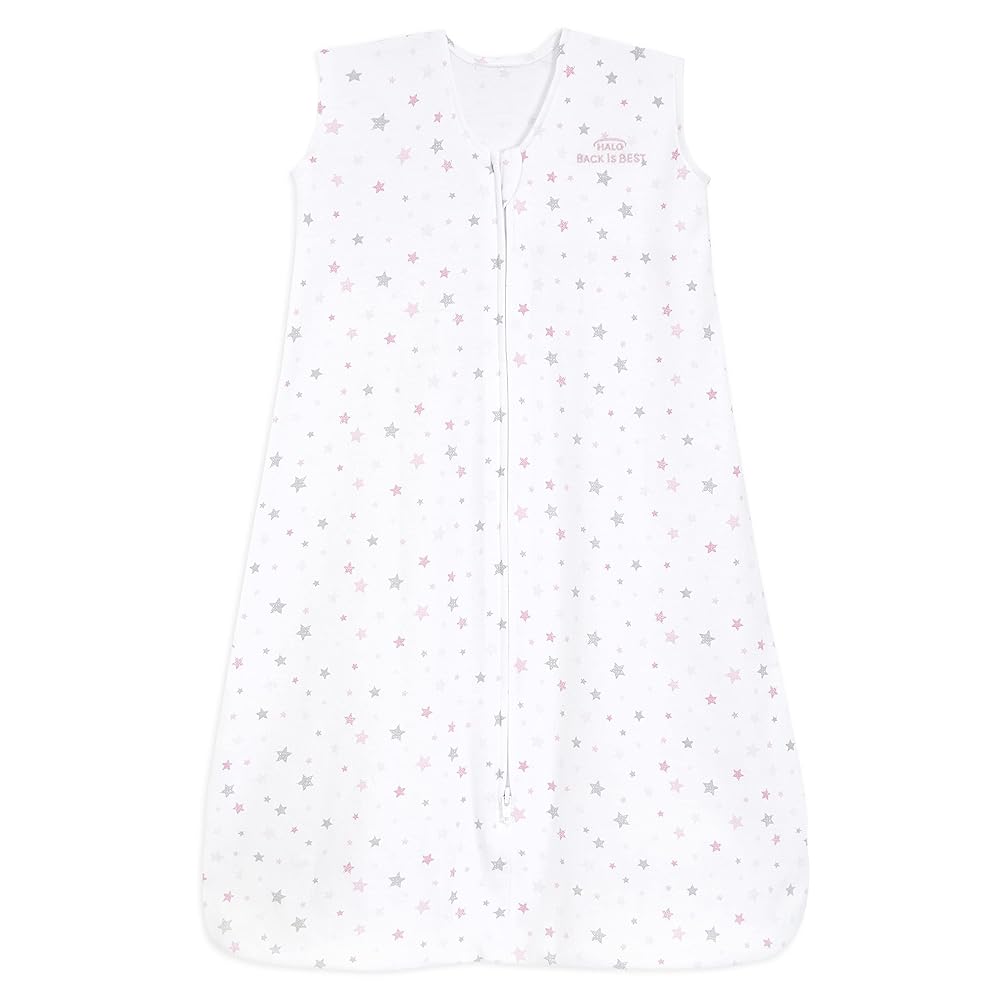 HALO SleepSack, 100% Cotton Wearable Blanket, Swaddle Transition Sleeping Bag, TOG 0.5, Twinkle Pink, Small, 0-6 Months