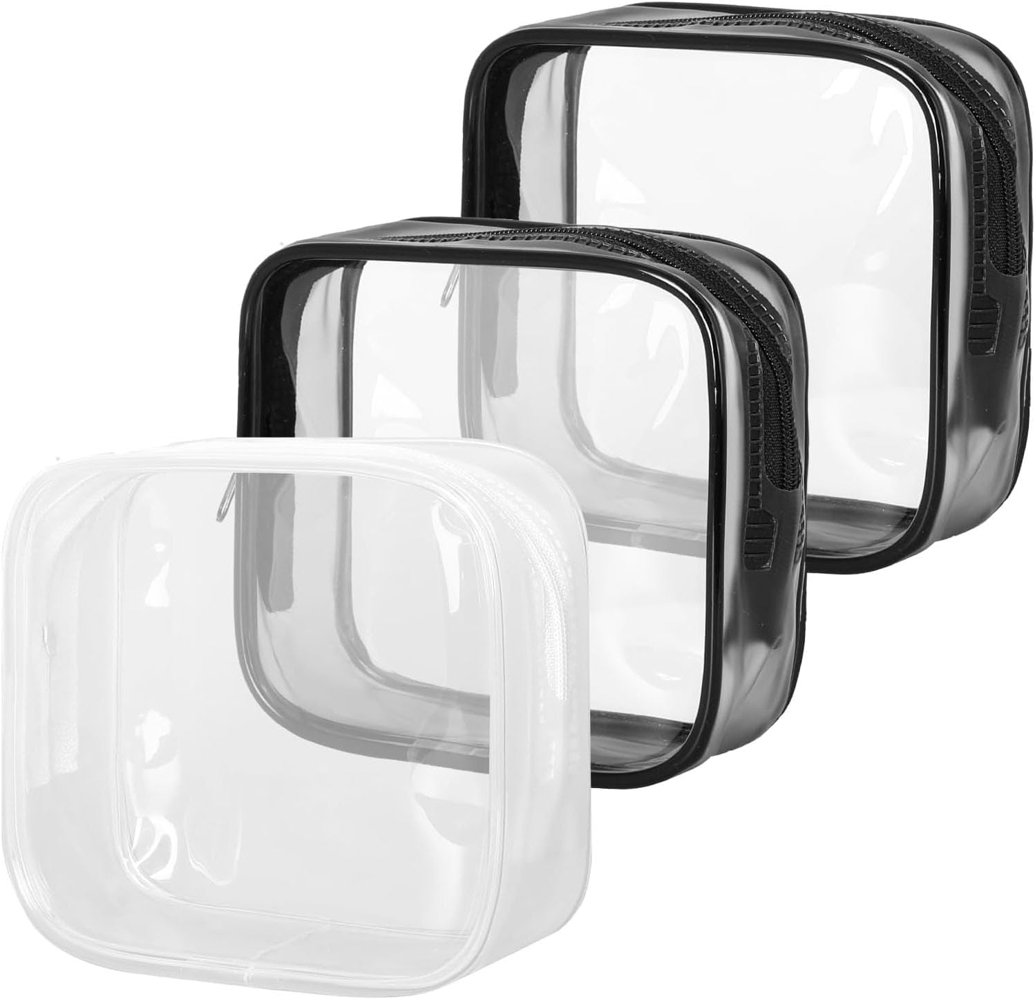 3 Pack Small Clear Makeup Bag, Mini Transparent Cosmetic Pouch with Zipper for Travel, Toiletries, Jewelry, and Essentials Organization