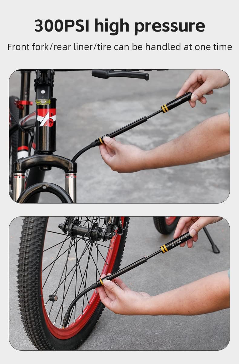 Himiway Bike Floor Pump,300 PSI High Pressure Front Fork Inflator,Bicycle Pump with Air Ball Pump Inflator Fits Schrader and Presta Valve