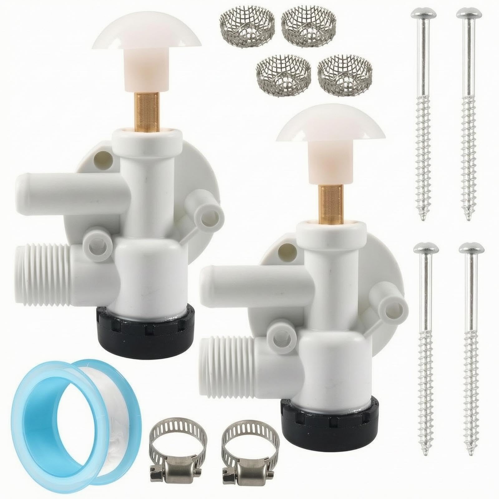 RV Toilet Mechanism with Screws RV Toilet Mechanism Kit Leak-Resistant for Home Improvement Hobbyists, Motorhome Plumbing 2-pk Toilet Water-image-32
