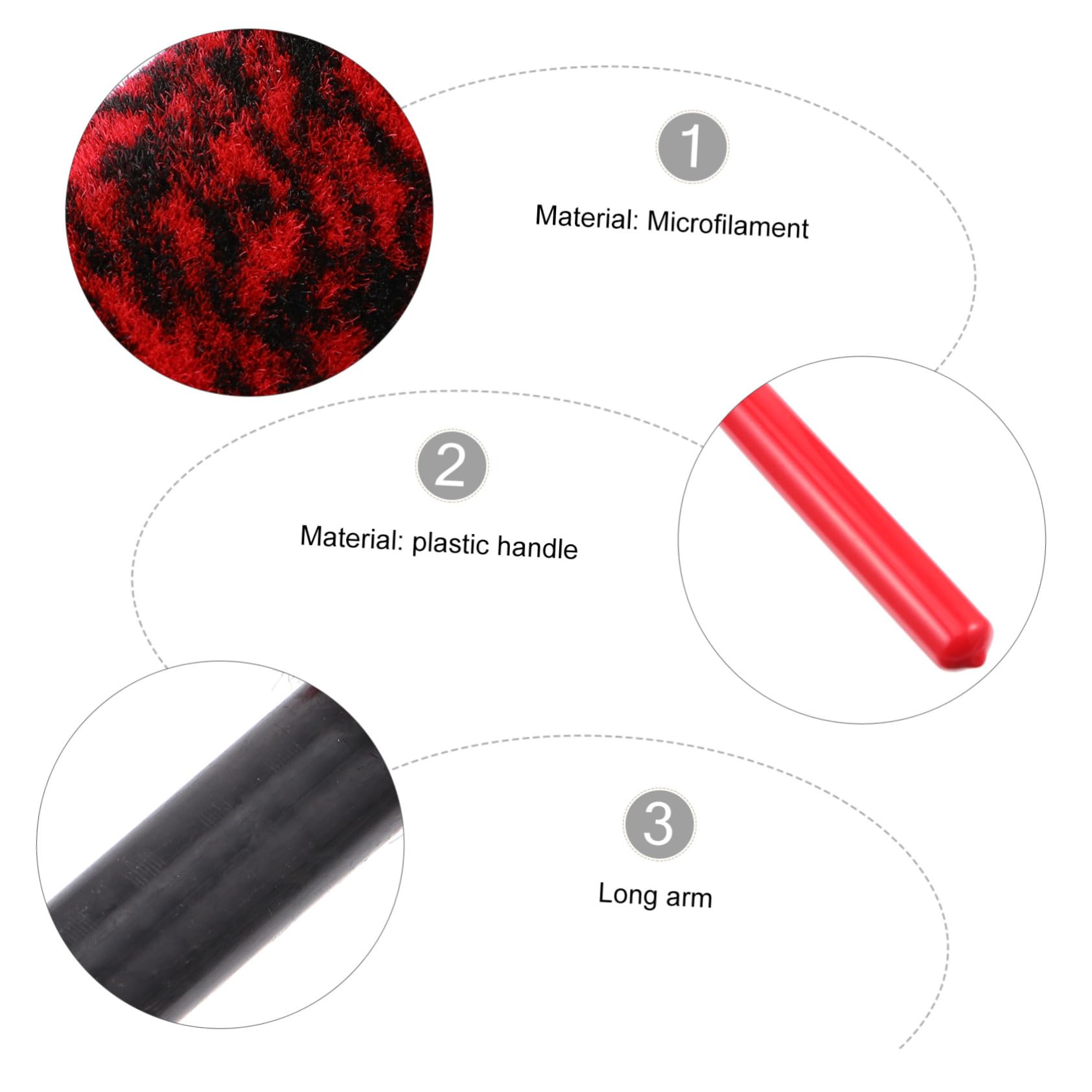 Ciieeo 3 Pezzi Spazzola per Pulizia Ruote in Microfibra Manico | Design Ergonomico, Riduce L'affaticamento, Set per Cerchi e Fessure Tre Misure Colore Casuale