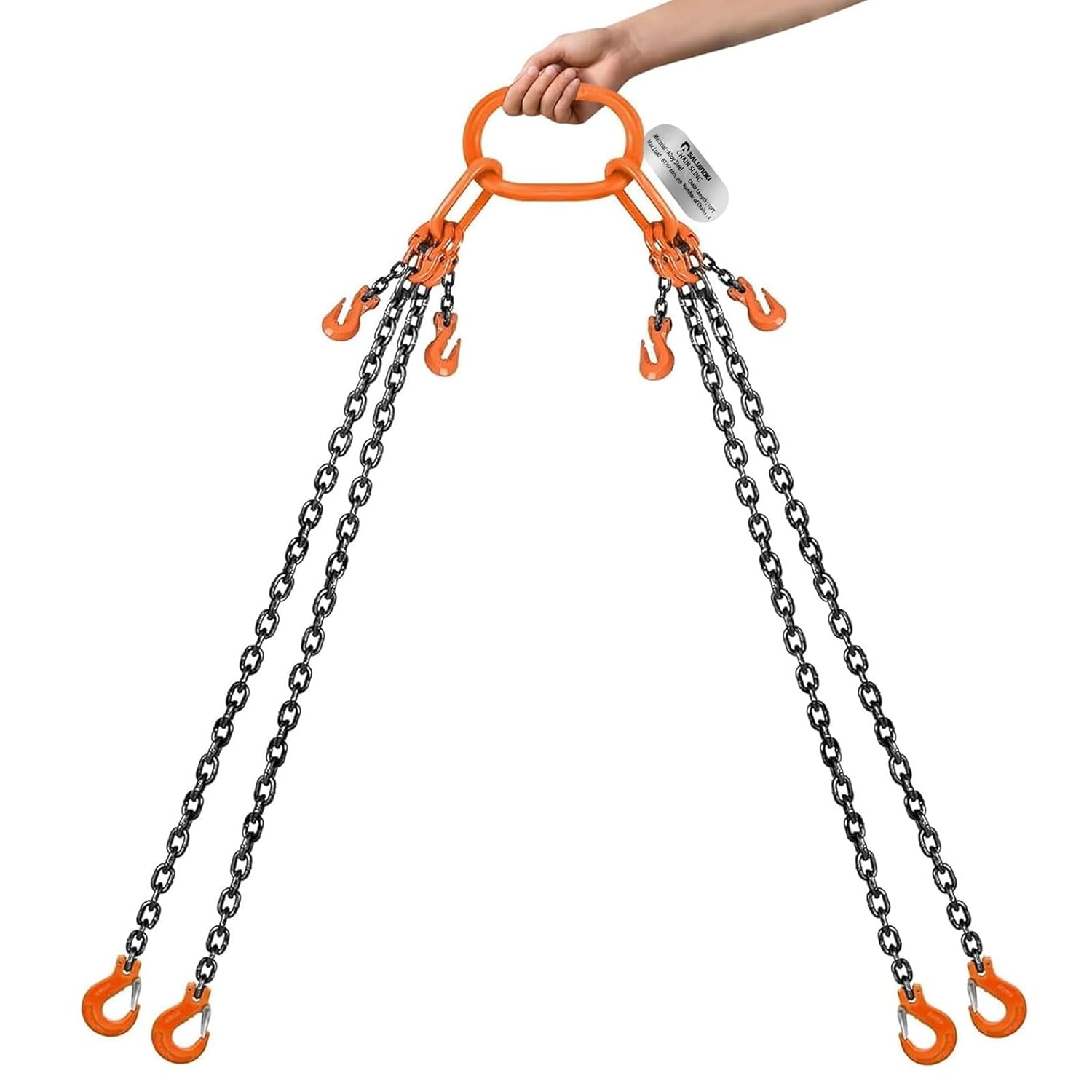4 Leg Chain Sling for Lifting with Hooks Heavy Duty 8 Ton 1 inch x 10 FT 17,600 lbs 4 Point Lift Chains Rigging 1 Pack