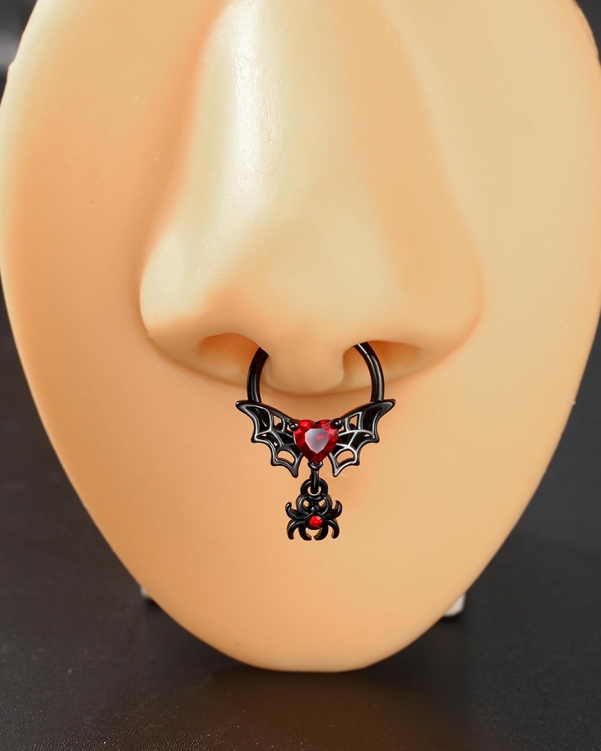 Halloween Septum Rings 16G Black Septum Jewelry Red Heart Helix Daith Earrings for Women Dangle Helix Daith Piercing Jewelry Stainless Steel - Image 3