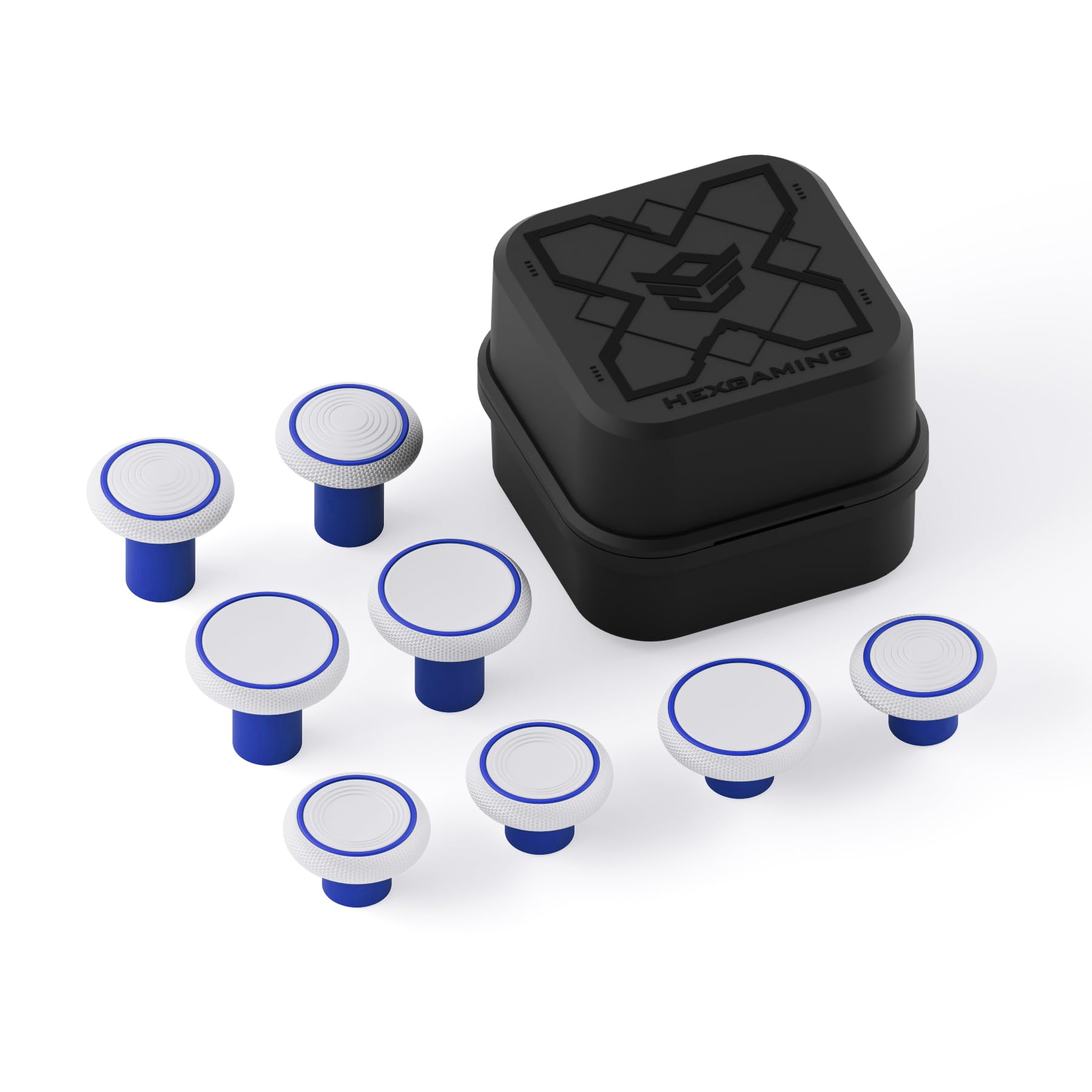 HEXGAMING Replacement Thumbsticks 2 Height Domed & Concave Grips for Phantom and Ultimate pro Controllers - Base Part is NOT Included - Blue White