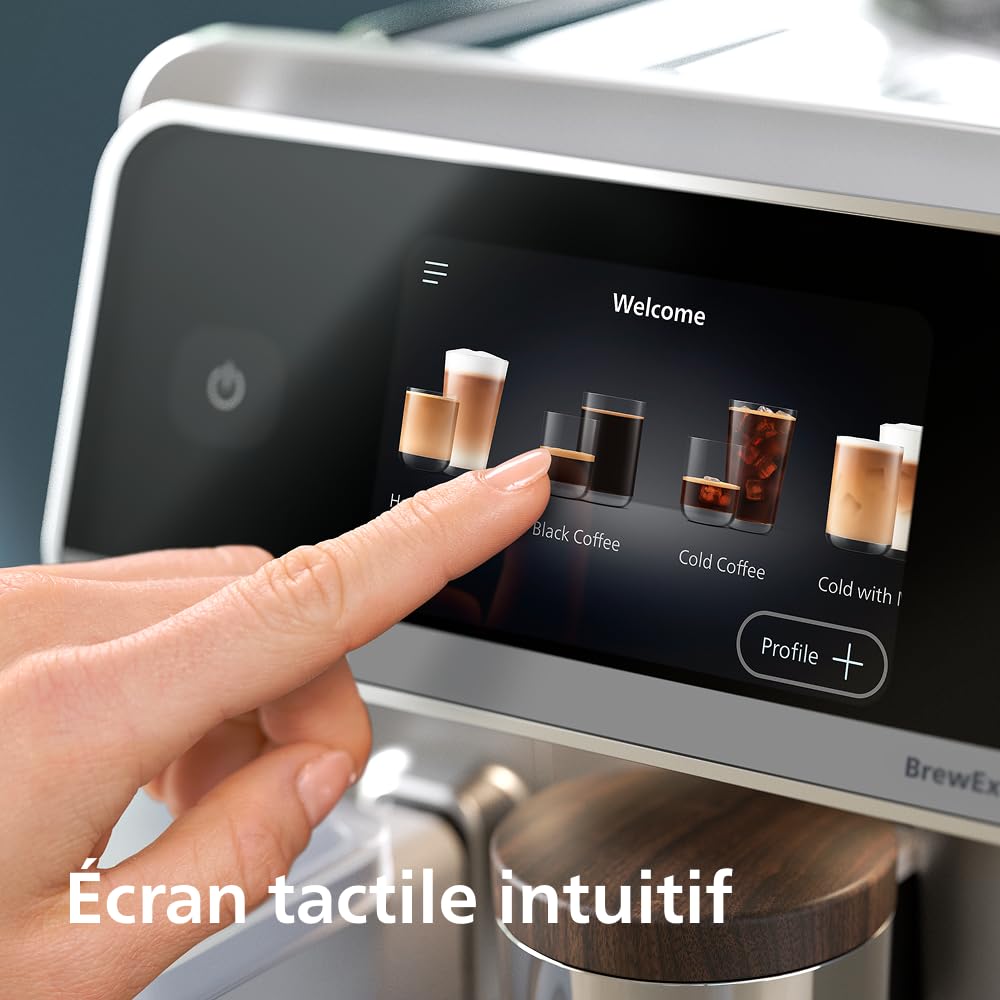 Philips Machine à café à grains automatique Aromis Série 8000 - Café de qualité avec BrewExtract, technologie SilentBrew broyage silencieux, plus de 50 boissons, LatteGo Pro (EP8757/20)