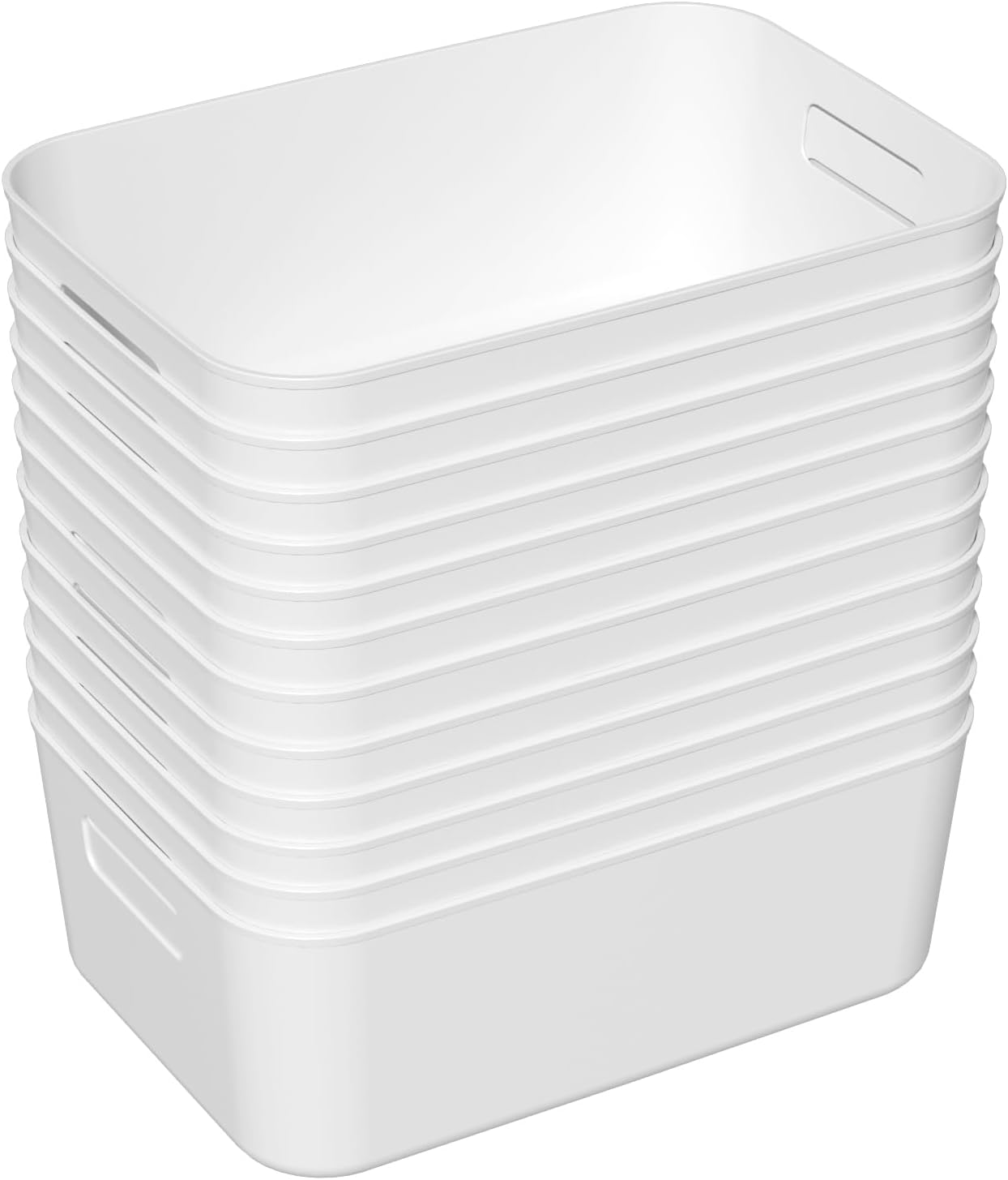 12 Packs Pantry Organization Bin Baskets, Plastic Open Storage Bins, White