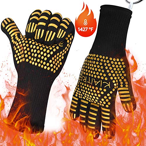 Heat resistant oven gloves with fingers Eyes