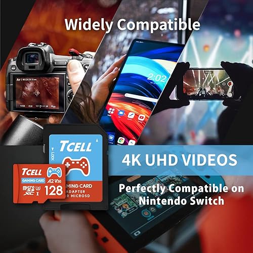 Miniatura 6 de TCELL Tarjeta Micro SD para juegos de 128 GB, tarjeta SD Nintendo Switch, microSDXC A2 USH-I U3 V30 Leer 100MBs Escribir 80MBs con adaptador,