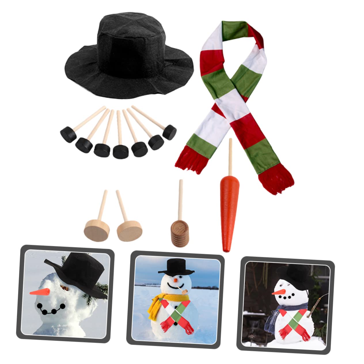 PRETYZOOM 4 Sätze Schneemann verkleiden winterdeko weihnachtsbekleidung Schneemann Bausatz selber Machen Weihnachtsmann-Puppen gefälschte Nasen Schneemann- Schneemann-Kleidungszubehör