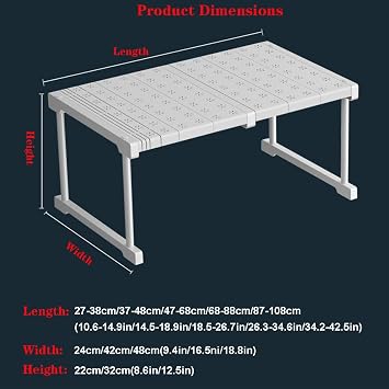 Retractable Storage Rack, Expandable Wardrobe Rack Adjustable Shelves Organizer Stackable for Cabinet Wardrobe Cupboard Bathroom(L67-88cm*W24cm*H25-35cm)