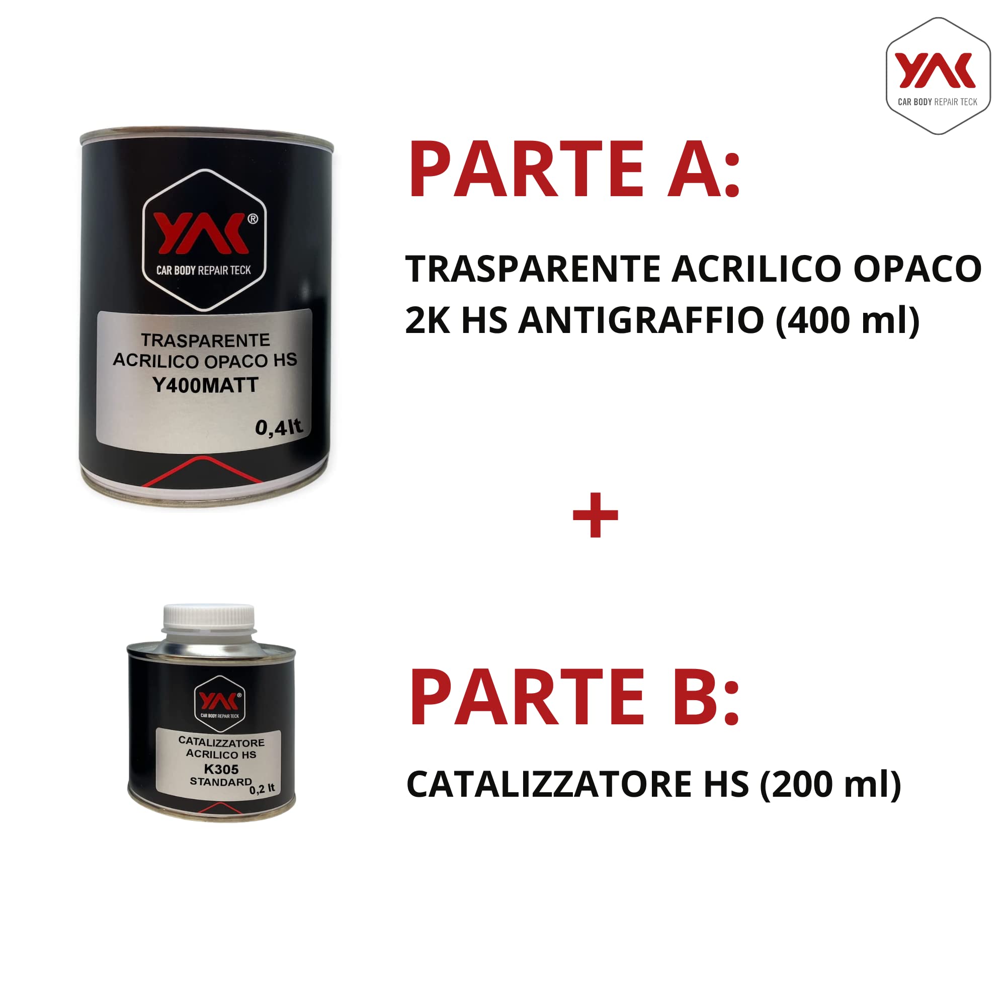 Vernice Trasparente OPACO BICOMPONENTE 2K AntiGraffio Lt. 0.600 Auto Moto CARROZZERIA (400 gr Trasparente + 200 gr catalizzatore)