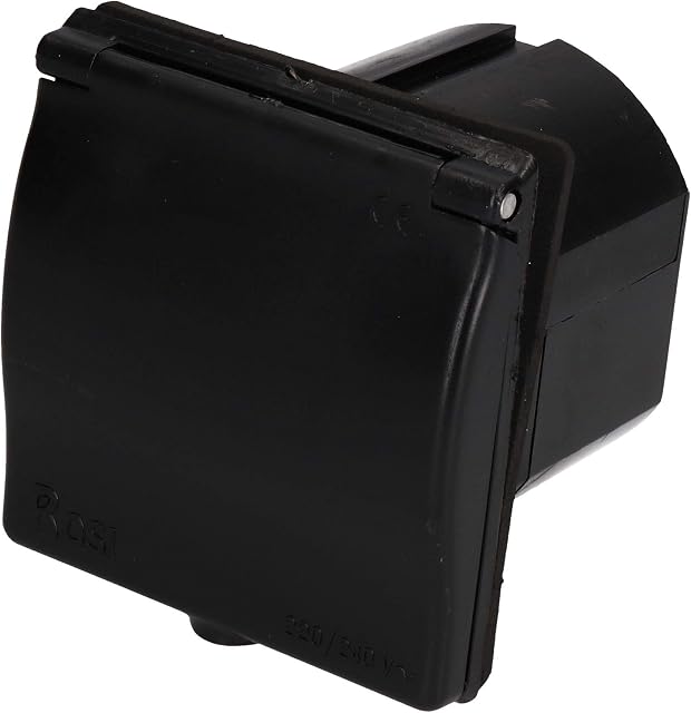 AB Tools 230v Mains 16A Flush Inlet Socket Black Caravan Motorhome Trailer Hook Up