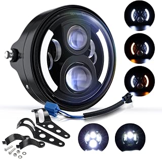 LEDKITO 7 inch LED Motorcycle Headlights Round with Housing Bucket Amber Turn Signal Lights DRL Hi/Lo Beam Headlights for Motorcycle H-arley Softail Road King Glide Yamaha Street Glide