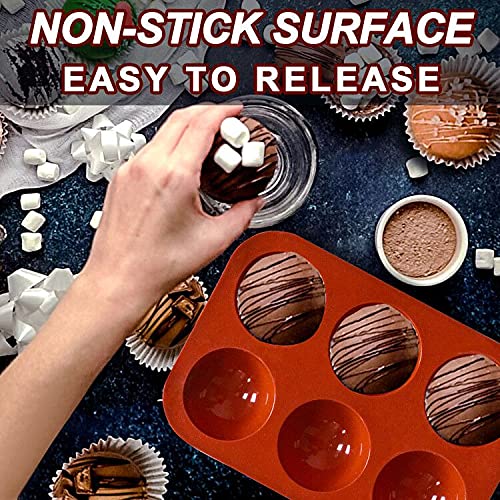 Lerykin 6 Holes Medium Semi Sphere Silicone Molds, 2 Packs Half Sphere Silicone Baking Molds For Making Chocolate, Cake, Jelly, Dome Mousse #TOP1