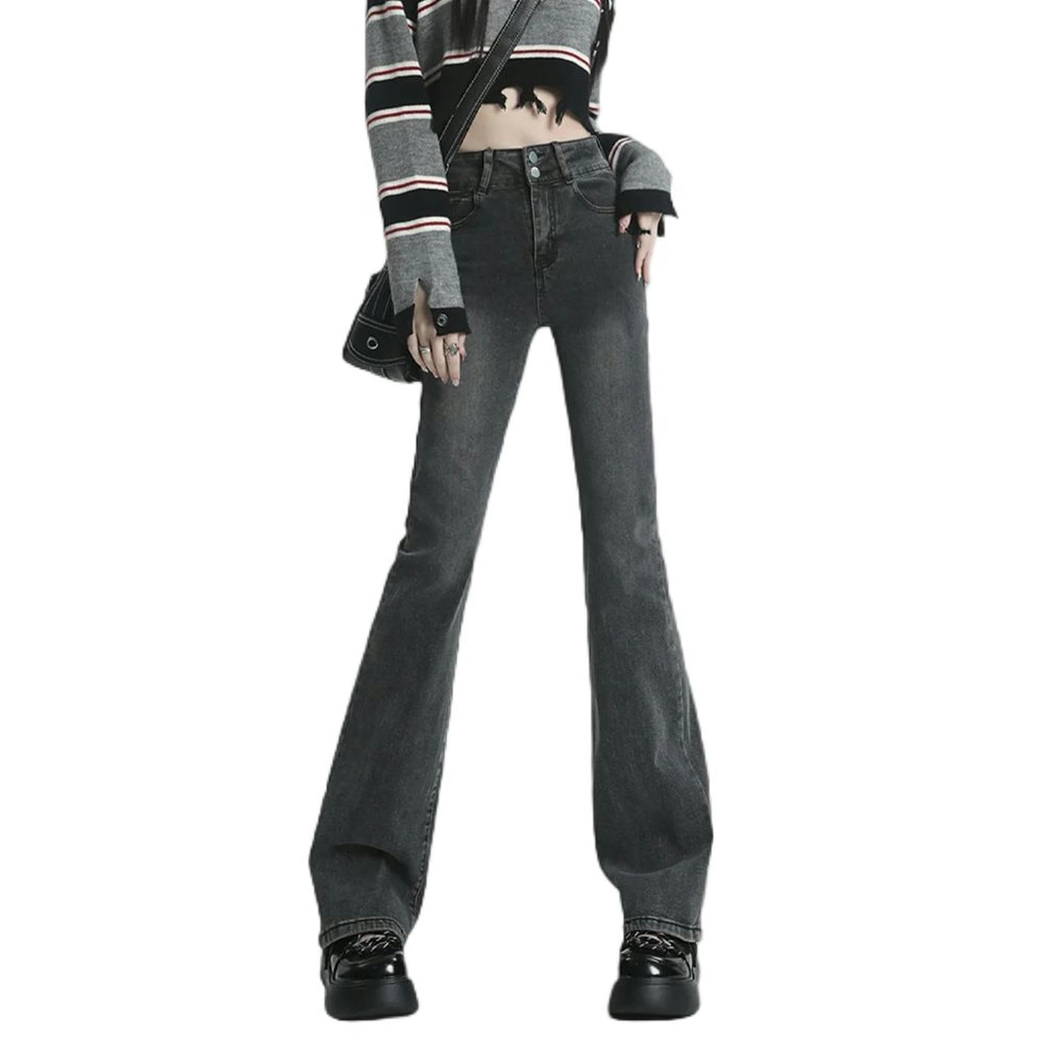 Jean évasé taille haute pantalon de survêtement streetwear mode Harajuku L