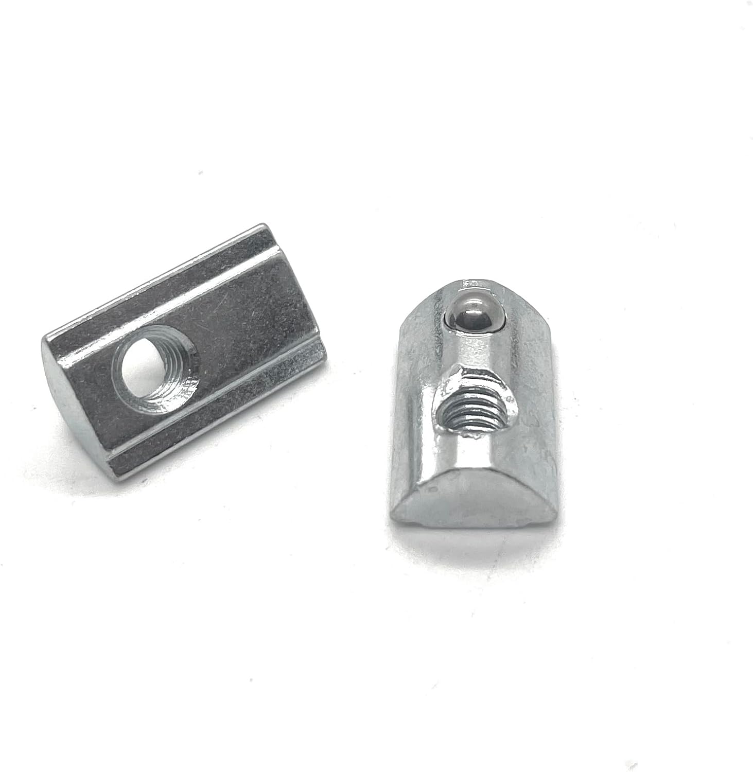 Generic Roll-in | T-Nut w/Spring Ball | Self-Aligning | 1/4-20 Tap | 15 Series Aluminum Extrusion (48 PCS) Compatible 13037, Silver, 1436-48