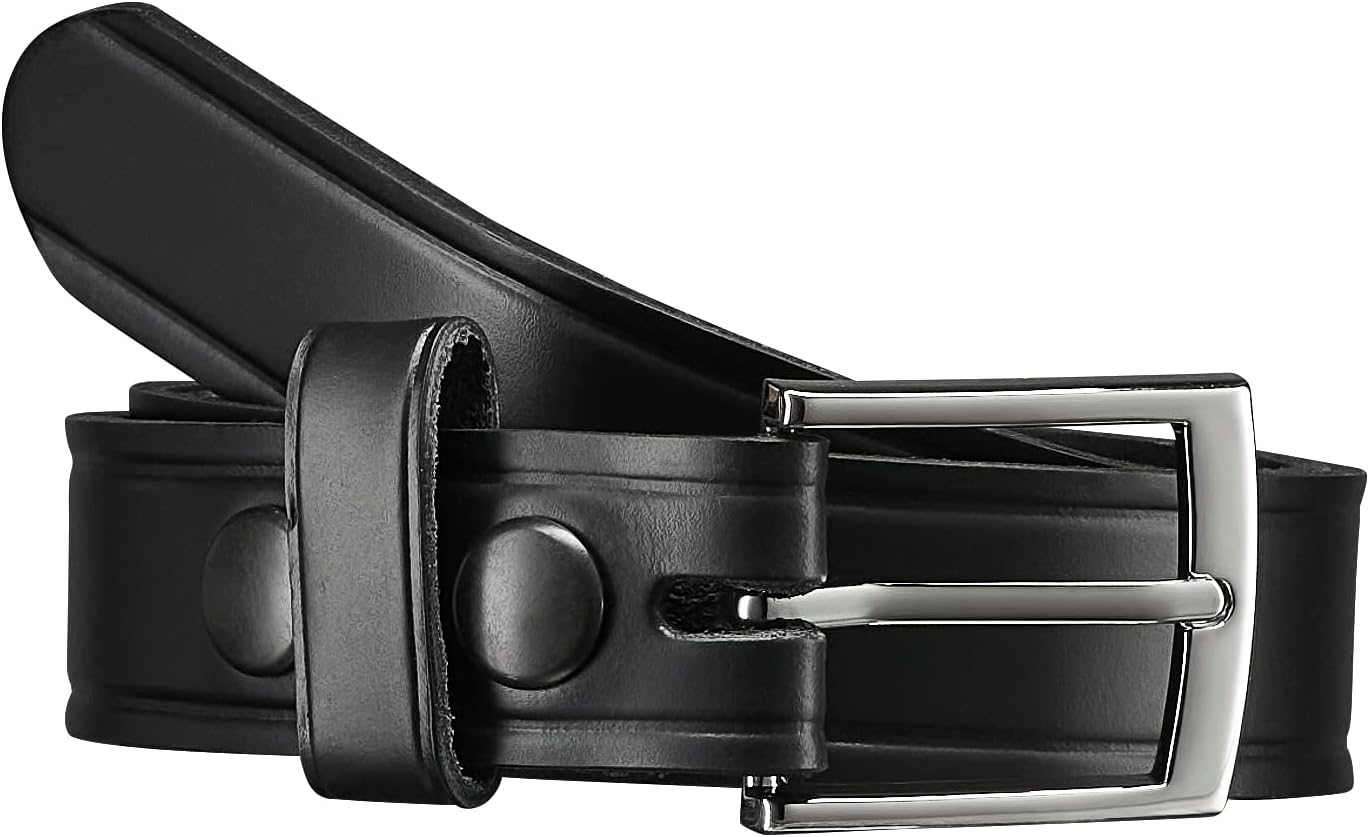 Perfect Fit Men's Leather Belt 1 1/4 Inch Off Duty Belt Black Leather and Chrome Buckle American Made - Image 3