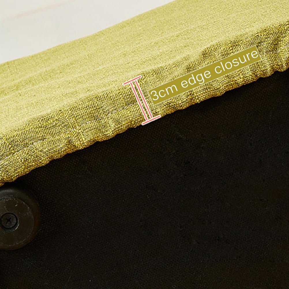 Coffee,45 * 45 * 45cm, Square Ottoman Cover Footstool Slipcover Luxury Cotton and Linen Fabric Soft Foot Stool Cover Protector with Nonslip Elastic Bottom for Living Room Bedroom Washable
