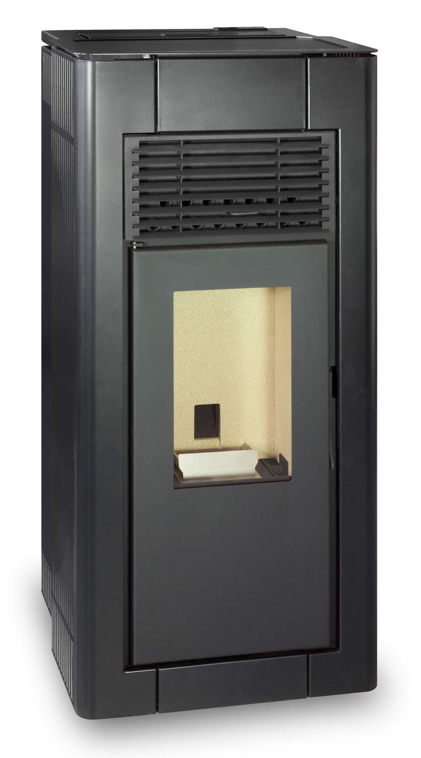 Lyra - Estufa de pellets canalizable (12 kW), color negro