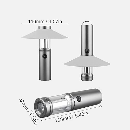 Miniatura 6 de Luqeeg Camping Lantern, 3 in 1 Magnet Outdoor LED Flashlight with Detachable Lampshade 5 Modes Hanging Hook IP65 Water Proof Rechargeable Emergency