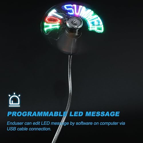 Miniatura 5 de POPETPOP Ventilador de enfriamiento programable USB LED portátil Ventilador de escritorio flexible Palabras intermitentes Portátil Portátil Portátil