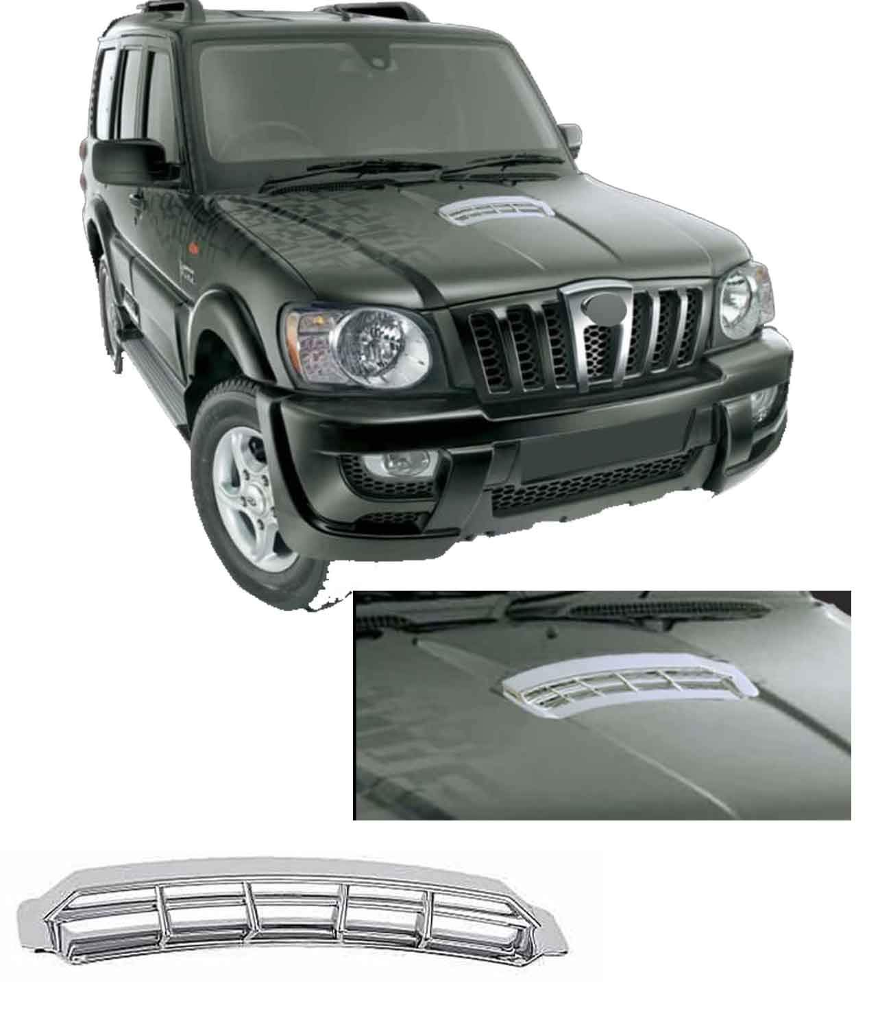 AutoWhizz Chrome Bonnet Scoop Garnish Scorpio 2009-2013 Model