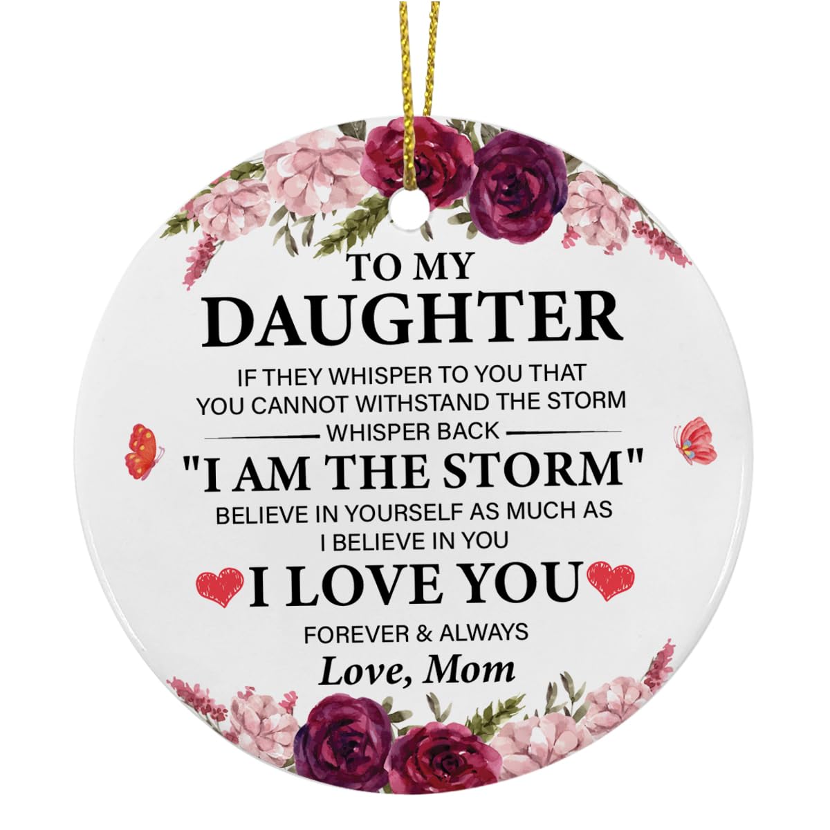 Ornament for Daughter for Christmas, Graduation or Birthday - Ceramic Hanging Tree Decoration