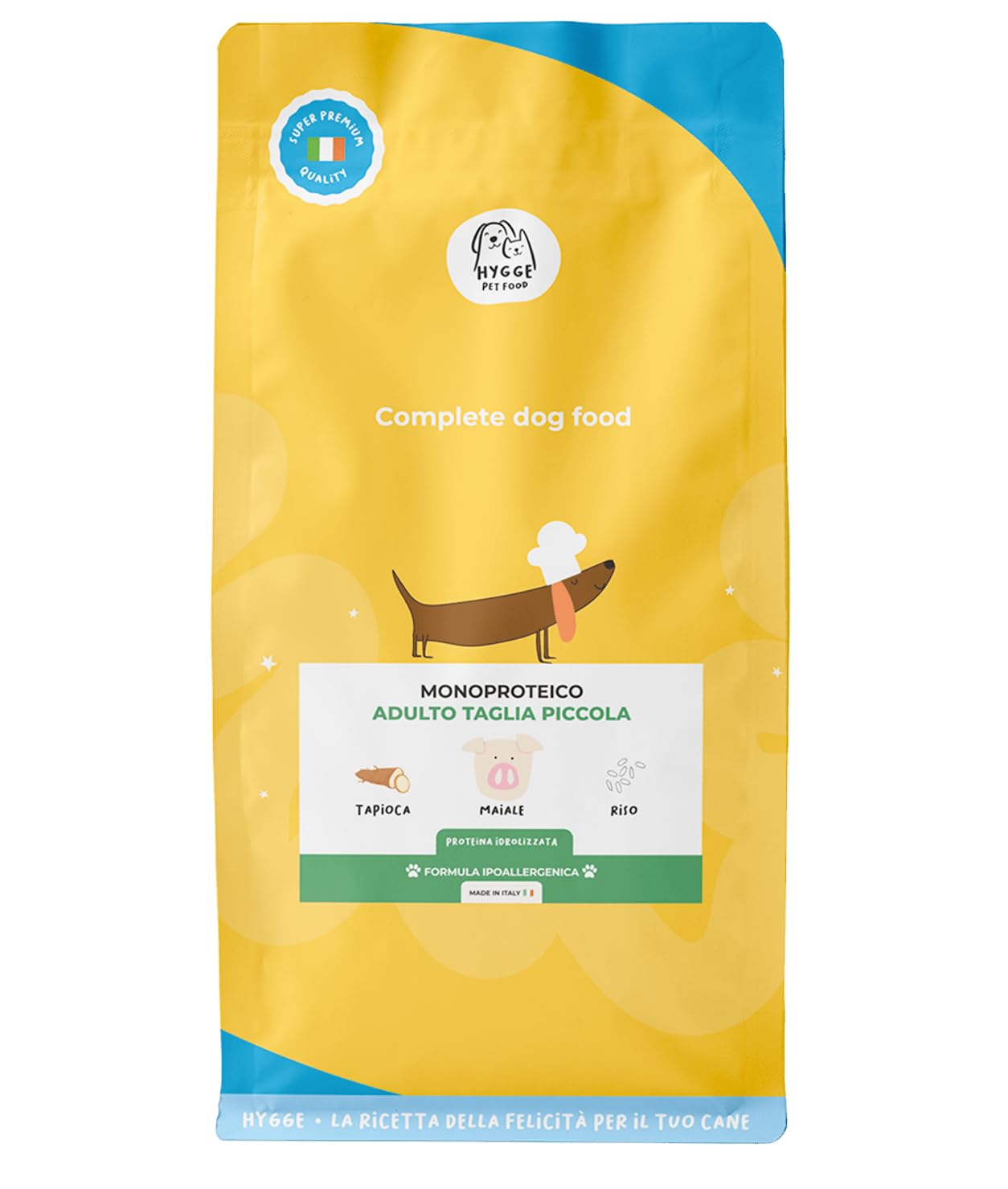 Crocchette Cani Mini Monoproteiche Maiale con Tapioca e Riso | 3 kg | Cibo Secco Adulti Taglia Piccola Ipoallergenico Low Grain | Hygge Dog