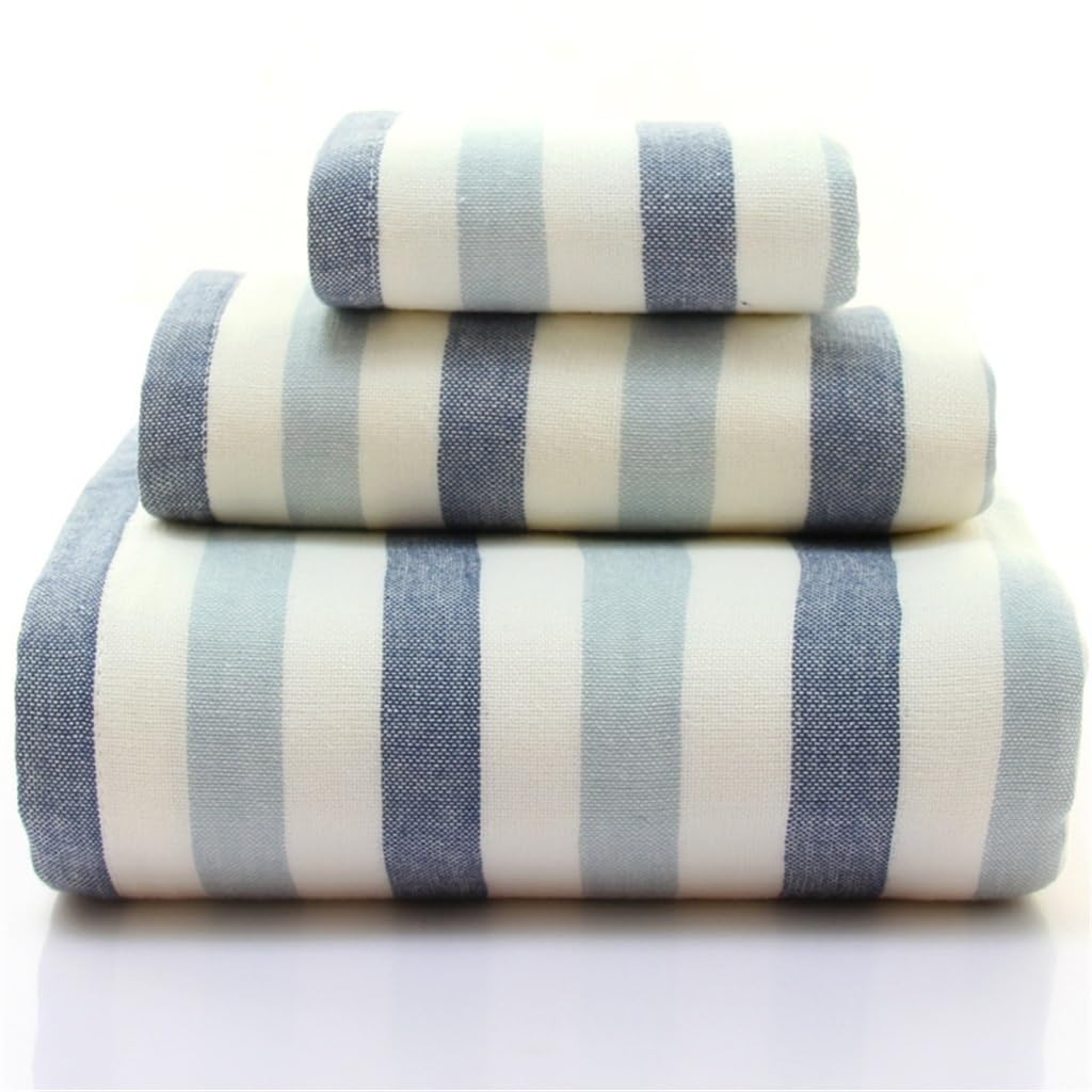 Serviettes de bain rayées absorbantes ensemble de 3 pièces coton pour visage et mains
