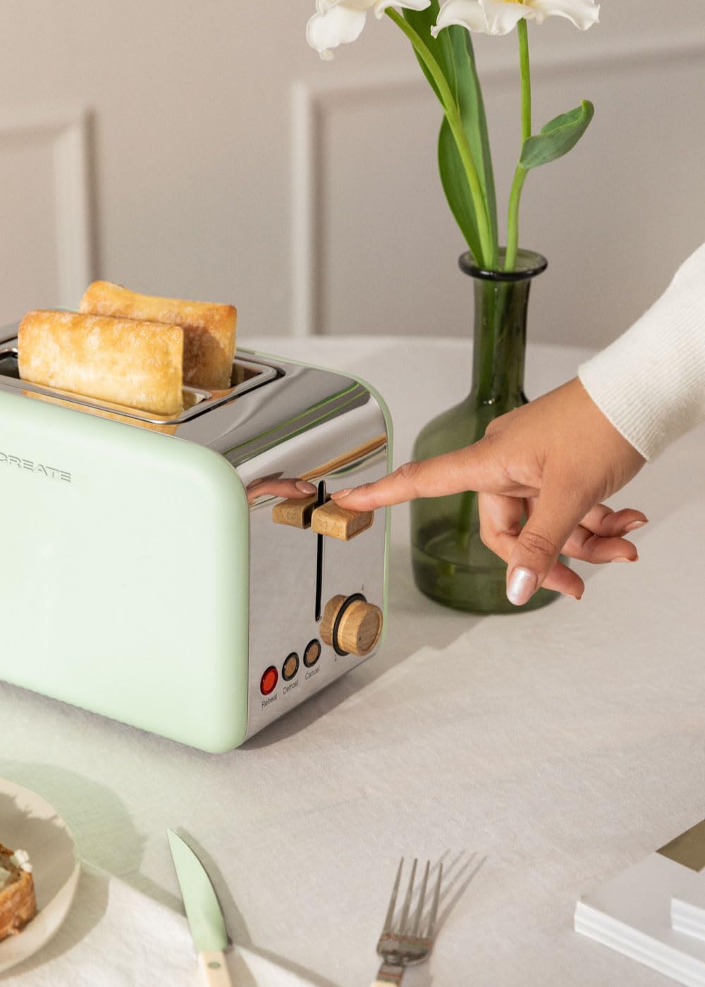 CREATE/PACK TOAST RETRO + KETTLE RETRO/Tostapane e bollitore acqua verde/3 programmate di tostatura, 1,7 l