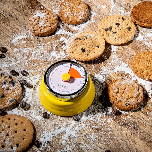 Image of Gibox Round Retro Kitchen Timer for Cooking (Yellow) Stainless Steel Mechanical Loud Alarm, Ringer 60 Min Count Stopwatch for Time Management Analogue Clock Reminder for Various Activity