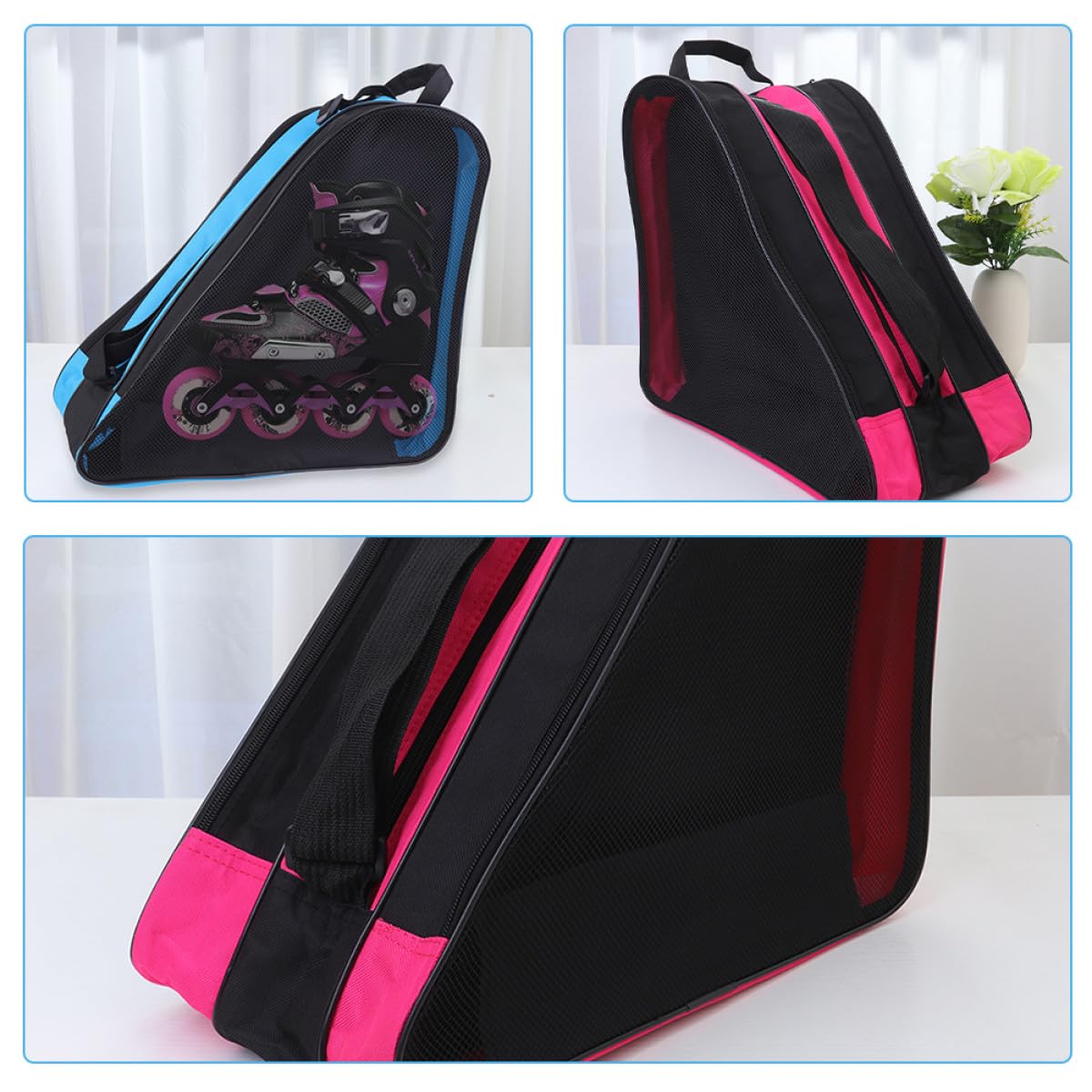 2 Stück Rollschuhtasche Rucksack aus Oxford Gewebe mit Reißverschluss Verschleißfest für Schultertasche zum Aufbewahren und Transport von Rollschuhen und Inlineskates