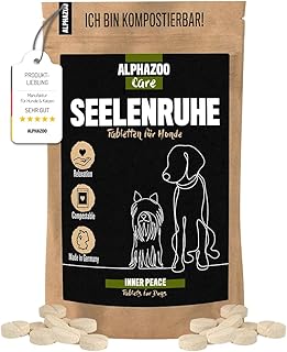 alphazoo Seelenruhe I Natürliches Beruhigungsmittel für Hunde I 120 x Tabletten mit Baldrian | Gegen Stress und Angst | Für mehr Entspannung product image