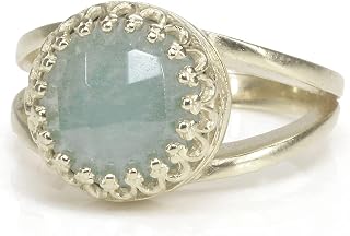 Anemone Jewelry Handmade Birthstone Rings for Women - Beautifully Crafted Aquamarine Gemstone in 925 Sterling Silver - March Birthstone Ladies Ring