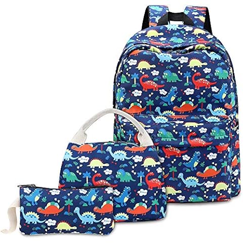 Dinosaur School Bags for Boys Teenage, School Backpack with Lunch Bag and Pencil Case for Kids Teenagers Cover