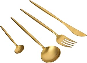 Conjunto de talheres HEMOTON de aço inoxidável, conjunto de talheres de aço inoxidável, conjunto de talheres para casa, restaurante, casamento, jantar