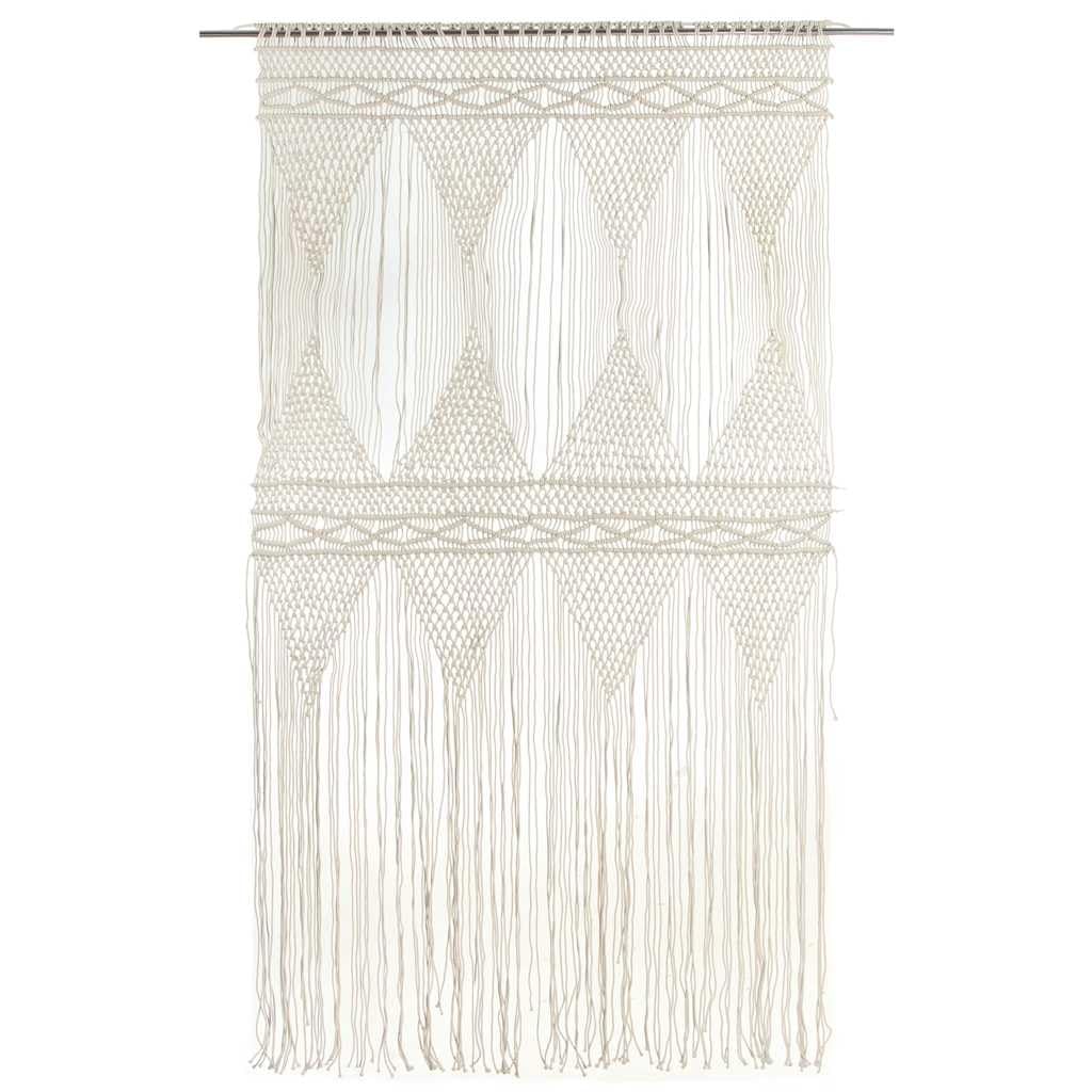 vidaXL Cortina de Macramé Persiana Translúcida Puerta Ventana Pared Colgante Separador de Ambientes Hogar Decoración Algodón 140x240 cm