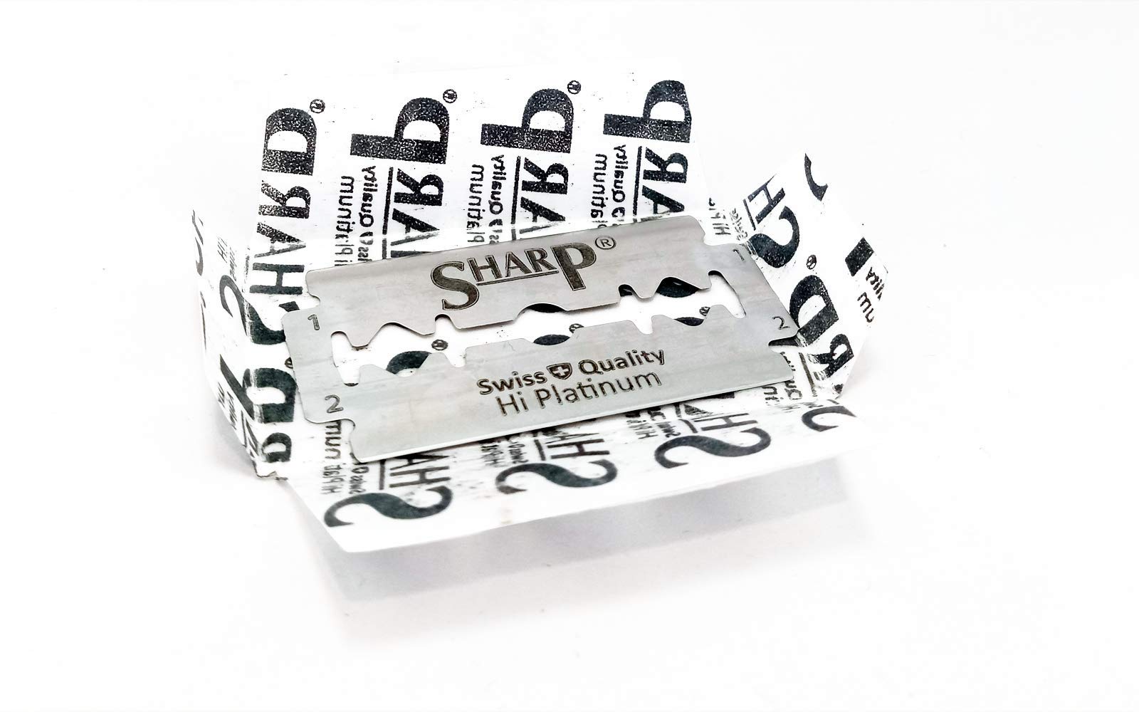 Razor Blades Club 100 Żyletek Sharp Hi Platinum | Zapasowe Ostrza do Maszynki na Żyletki | Dwustronne Ostrza do Golenia dla Mężczyzn Powlekane Platyną