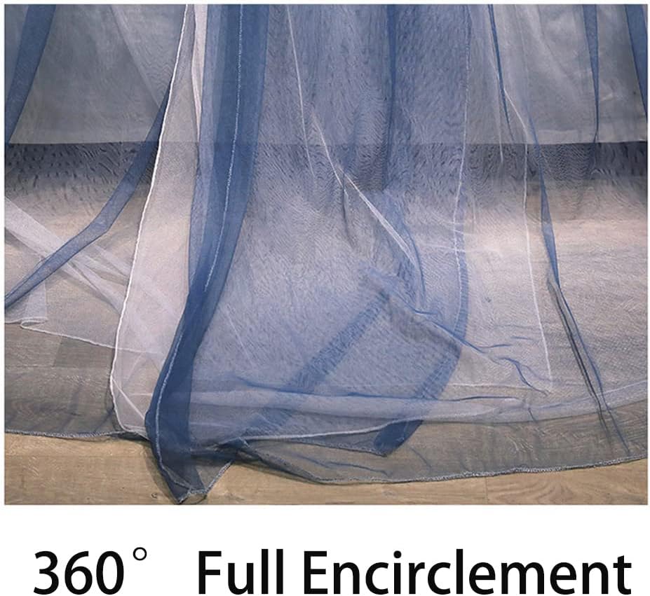 Bed Canopy for Girls & Adults, Elegant Double Layer Bed Curtain Canopy Drapes, Round Dome Lace Princess Canopies Netting (Purple)