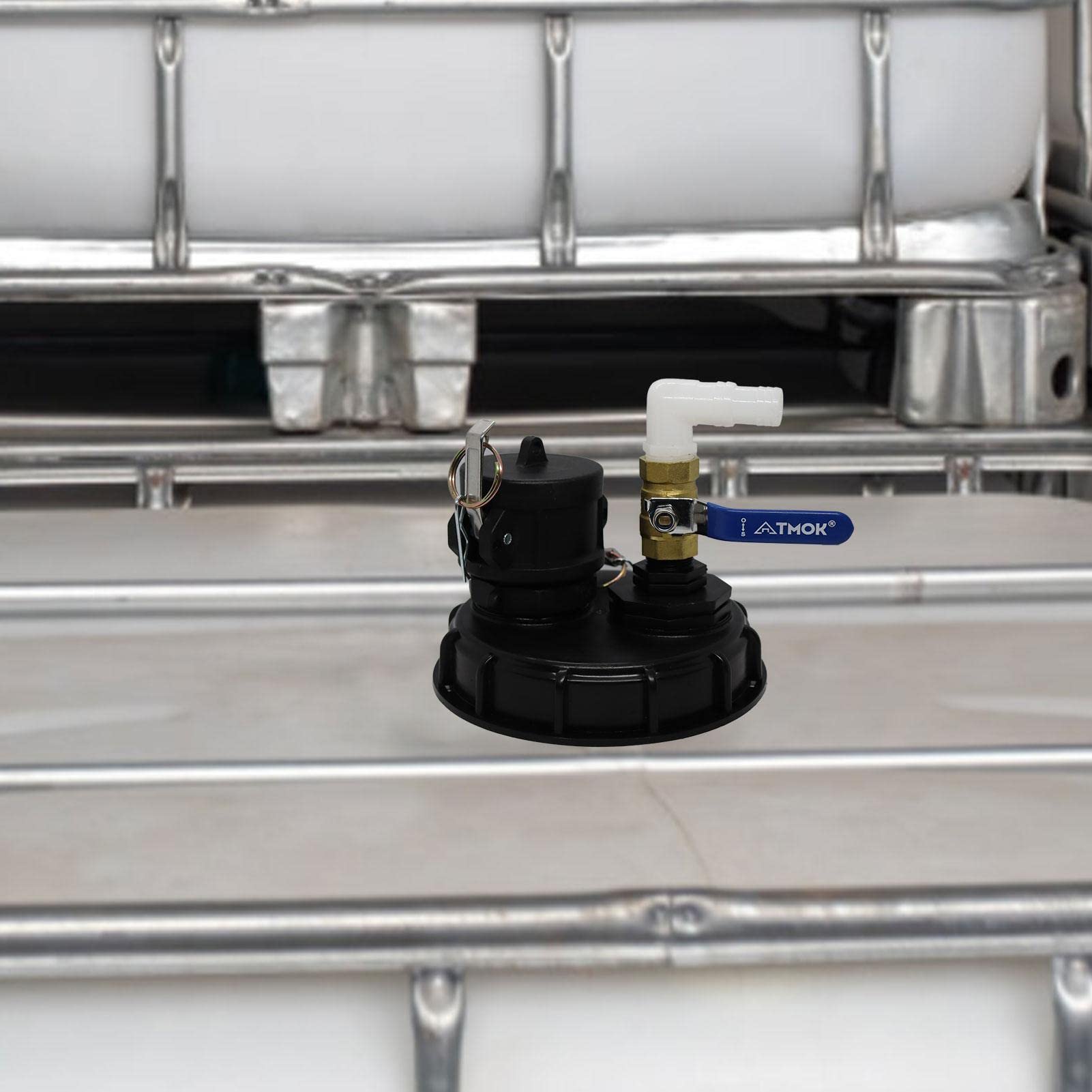 IBC adapter zbiornika tonowego, adapter IBC Tote zbiornik na wod? adapter w? ?a ogrodowego IBC pokrywa pokrywy zbiornika pokrywa z 90-stopniowym ?okciem profesjonalny w? ? cz? ?ci kranu z zaworem